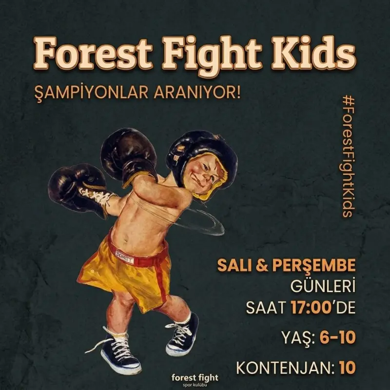 Forest Fight Kids afişi: Salı ve Perşembe 17:00, 6–10 yaş, kontenjan 10